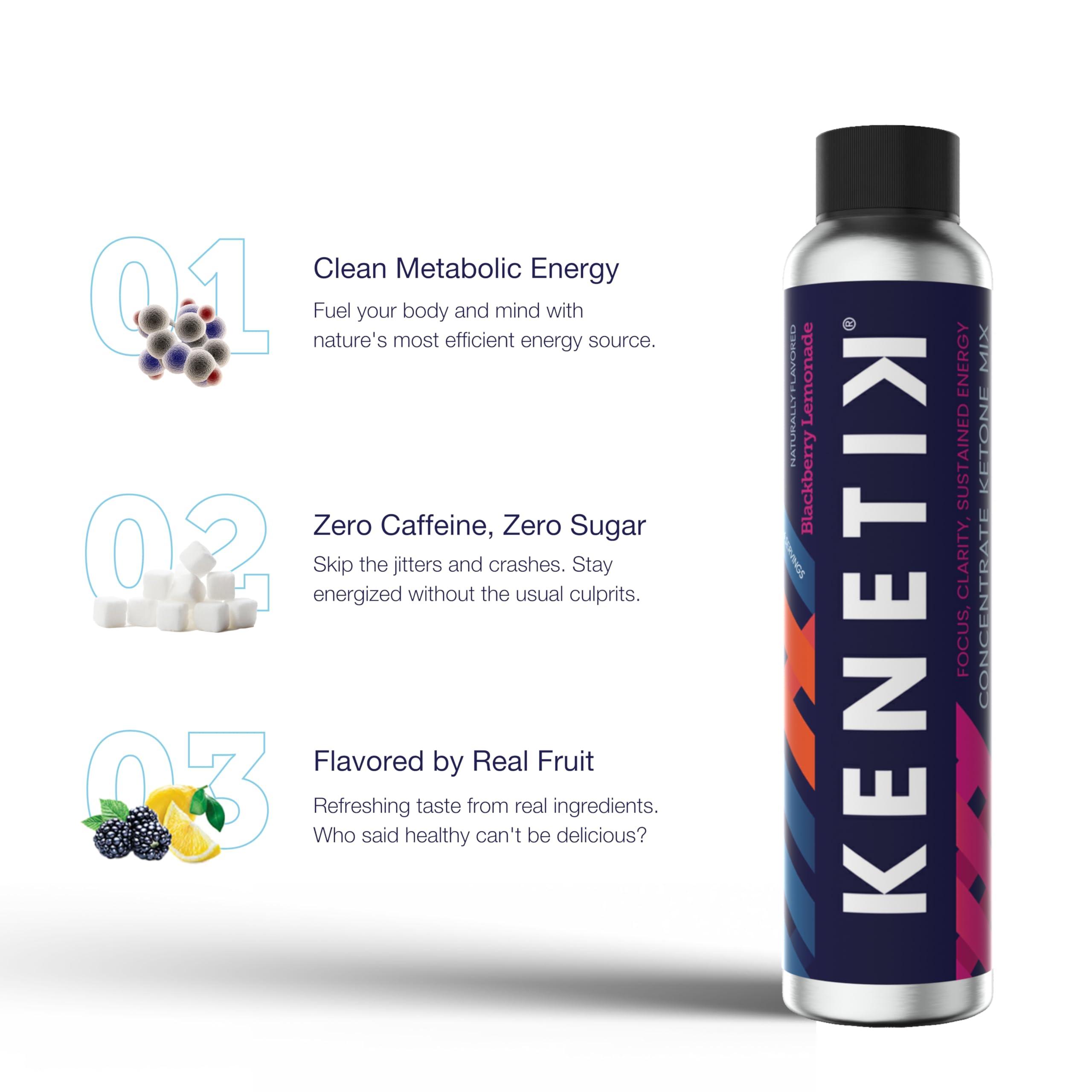Kenetik Kenetik Ketone Drink Mix, Exogenous Ketones Blend, Keto, Caffeine & Sugar Free, Vegan Nootropics Brain Supplement for Memory and Focus, D-BHB Ketones - Pineapple Passionfruit, 3PK (12 Servings)