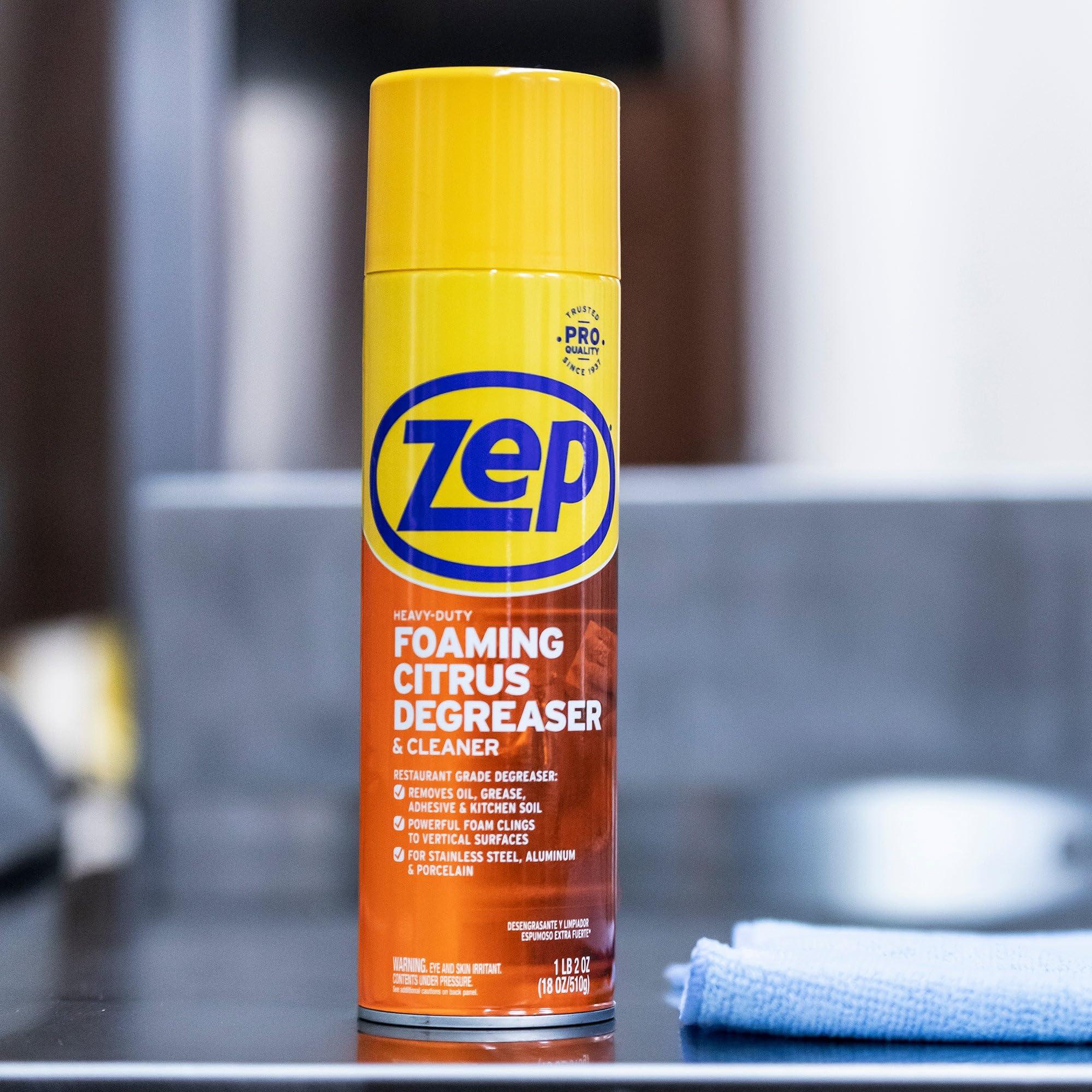Zep Zep Heavy-Duty Foaming Citrus Degreaser & Cleaner - 18 Oz. (Case of 6) - ZUHFD186 - Pro-Trusted Citrus Formula Cuts Through Grease & Grime with Ease