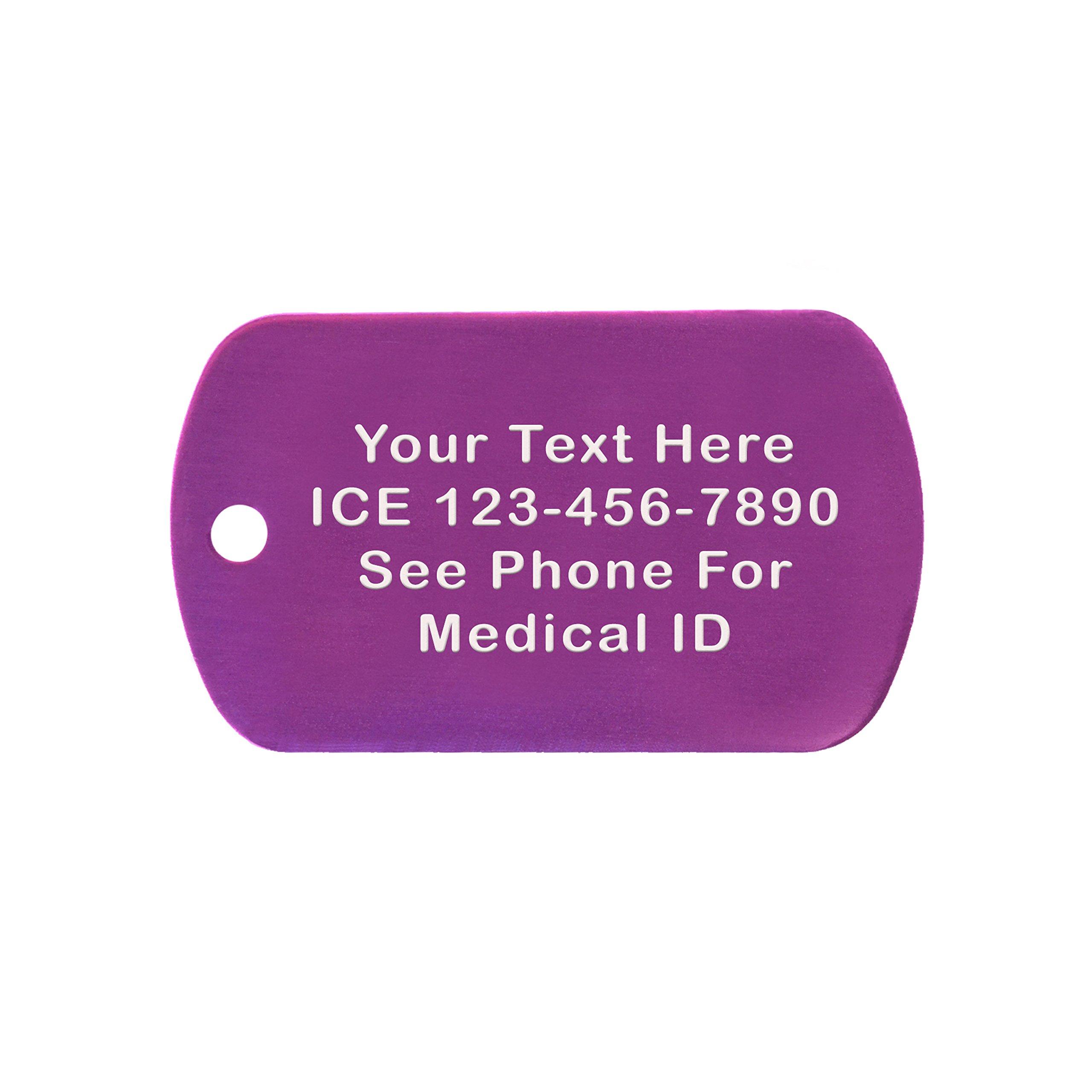 Goods For Giving Custom 2 Pack - Seizures Medical Alert ID Necklaces with Purple Custom Tags, Purple Silencers, and 30'' USA Chains