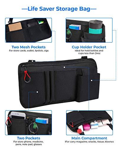 ISSYZONE Wheechair Drink Cup Holder with 5 Pockets Side Storage Bag, Ideal Gift for Your Family and Friends