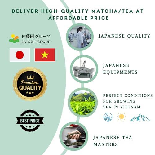 SATOEN GROUP Satoen Jasmine Ceremonial Grade Matcha Powder - Matcha Ceremonial Grade Green Tea Powder from Spring First Harvest with Jasmine Flavor - Ideal for Matcha Tea, Iced Tea, Ice Lattes - Japanese Tea Maker - 3.52 oz (100g) - Pack of 2 bags