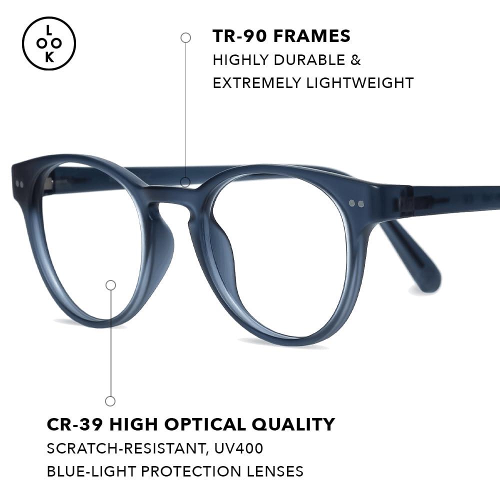 LOOK OPTIC LOOK OPTIC Abbey Reader - Stylish Unisex Ultra-lightweight Reading Glasses with Scratch-Resistant, Prescription-Quality (Full Magnification - Not Progressives) 3.00, Navy