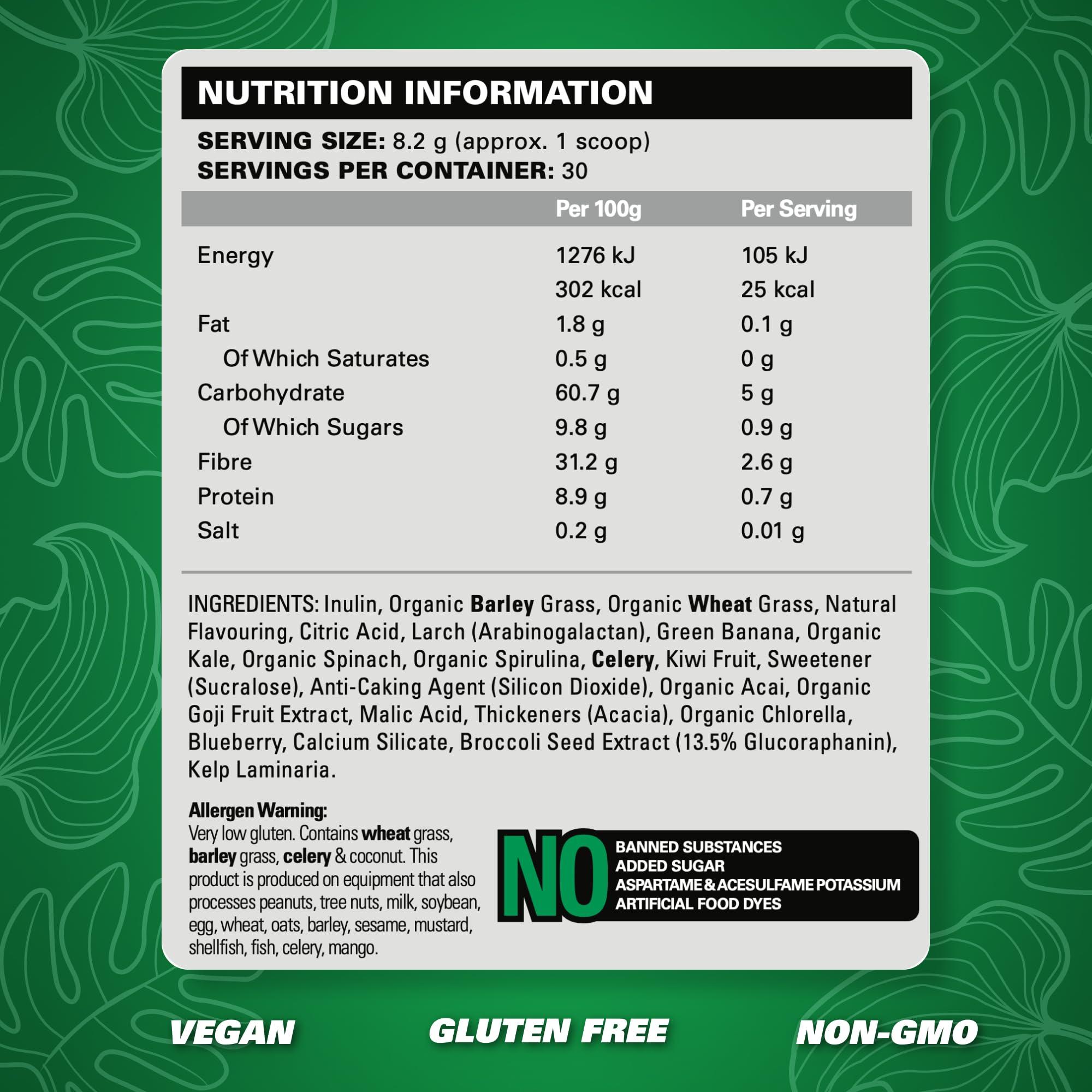 EHP Labs EHPlabs OxyGreens Super Greens Powder - Spirulina & Chlorella Superfood, Green Juice Powder & Greens Supplements with Prebiotic Fibre, Antioxidants & Immunity Support, 30 Serves (Pineapple)