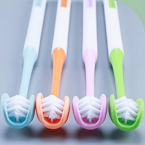 CMHX CMHX 3 Sided Autism Toothbrush 360 Oral Teeth Cleaning Design U-Shaped Toothbrush 4 PCS Adult Soft Bristles Soft and Gentle for Complete Tooth and Gum Care (Mix Colour 4PCS)