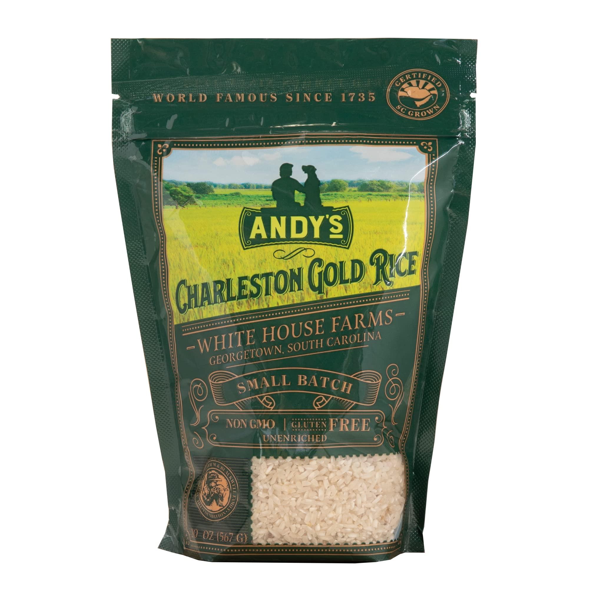 Andy's Andys Organic Carolina Gold Rice | Charleston Gold Long Grain White Rice | Gluten Free, Non GMO & Sugar Free | Aromatic | Harvested in the USA | 1 Pack | 20 Oz (1.25lb)
