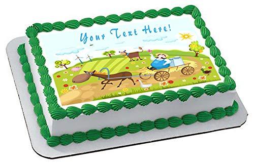 Edible Prints On Cake Farm With Farm Animals - Edible Cake Topper - 7.5" x 10" (1/4 sheet) rectangular