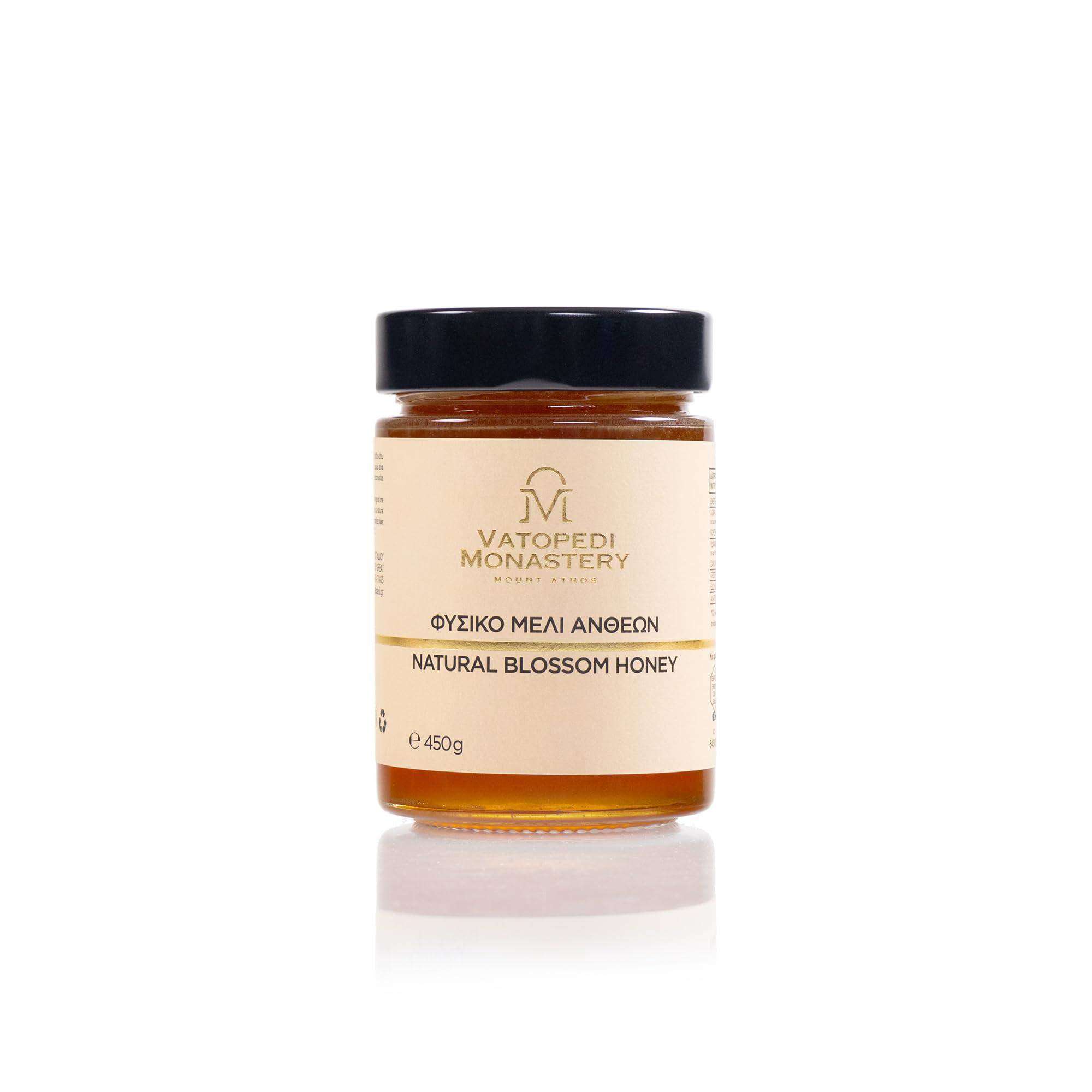 VATOPEDI MONASTERY MOUNT ATHOS Natural Monastic Wildflower Honey, 450g - Premium Blossom Honey from Mount Athos, Crafted with Ancient Monastic Traditions