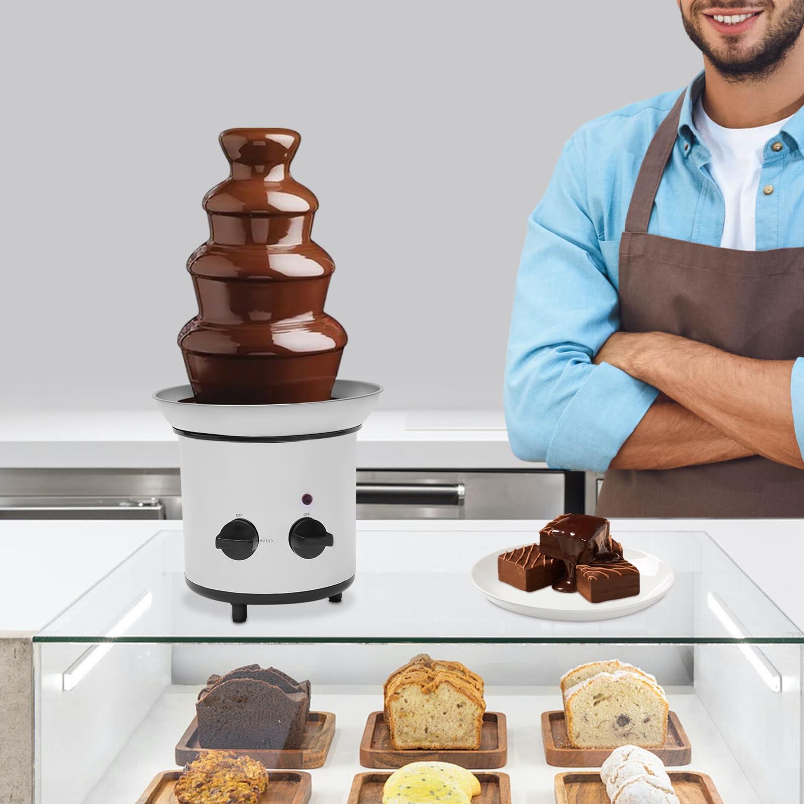 Goudergo 4 Tiers Chocolate Fountain Machine,170W Stainless Steel Chocolate Melting Pot, 8.5 * 18.1in Fhocolate Fountain Toolfor Family Gatherings, Anniversaries, Weddings