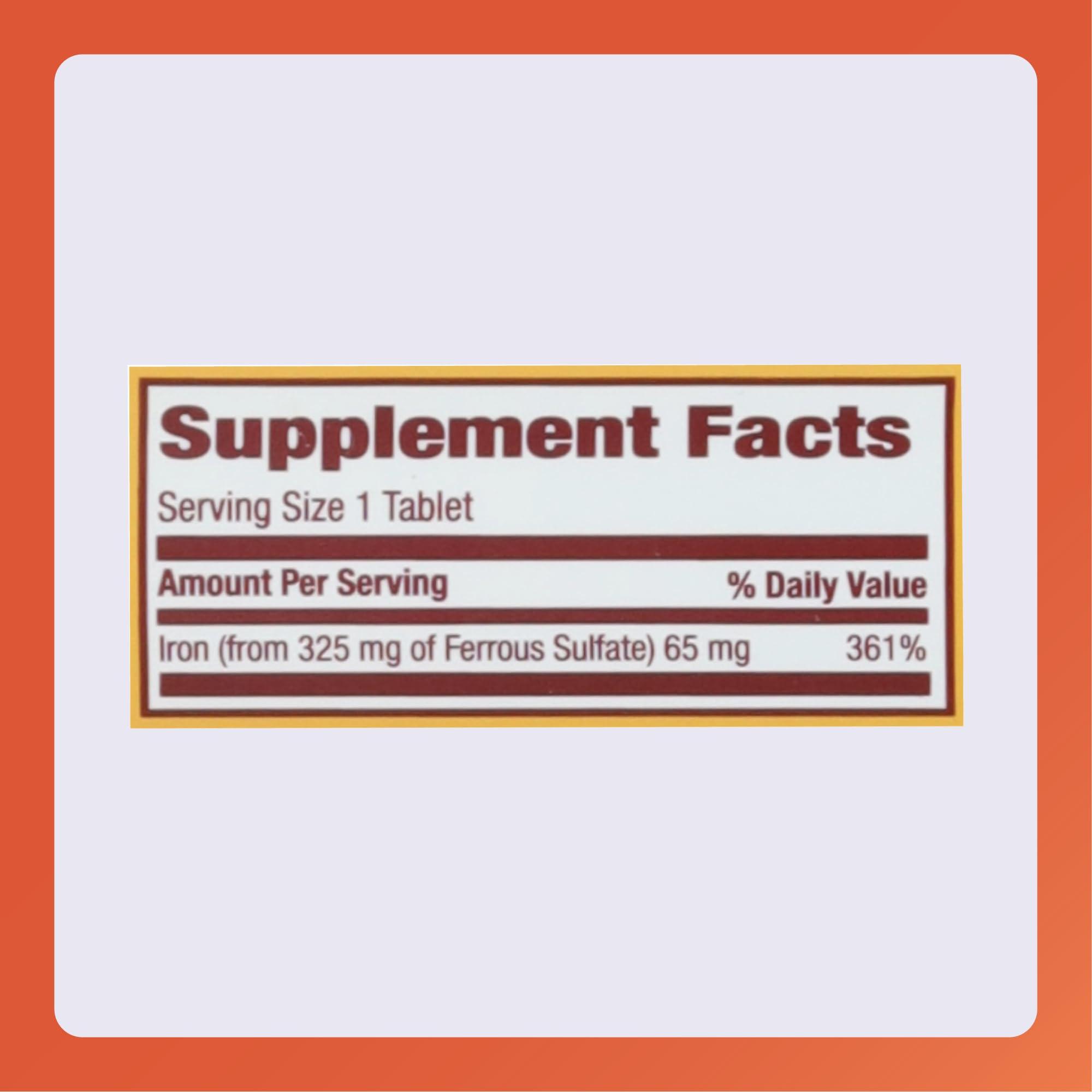 MAJOR RUGBY LAB (CS) Rugby Ferrous Sulfate 325 MG 100 Count (3 Pack)