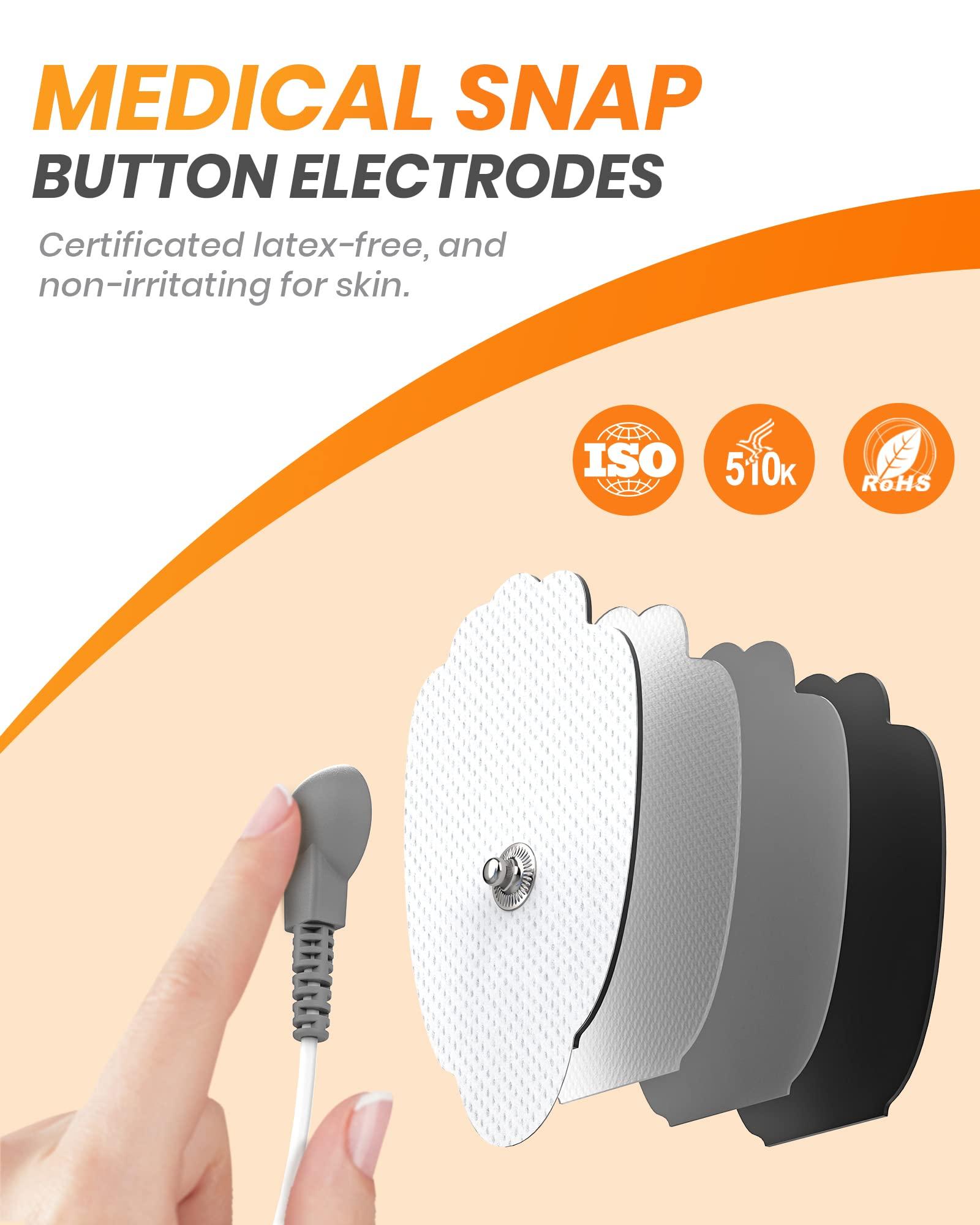 AVCOO AVCOO 20-Pack TENS Unit Replacement Pads, Long-Lasting Snap Electrodes for 50 Times of Use per Pad, Latex-Free TENS Pads Set Compatible with TENS EMS Devices Using 3.5mm Button Lead Wires