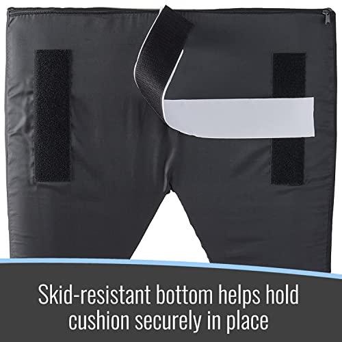 DMI DMI Contoured Foam Coccyx Seat Cushion for Sciatica Back Pain & Tailbone Pain with Nylon Oxford Cover, For Chair or Wheelchair, 18 x 16 x 2 inches, Black