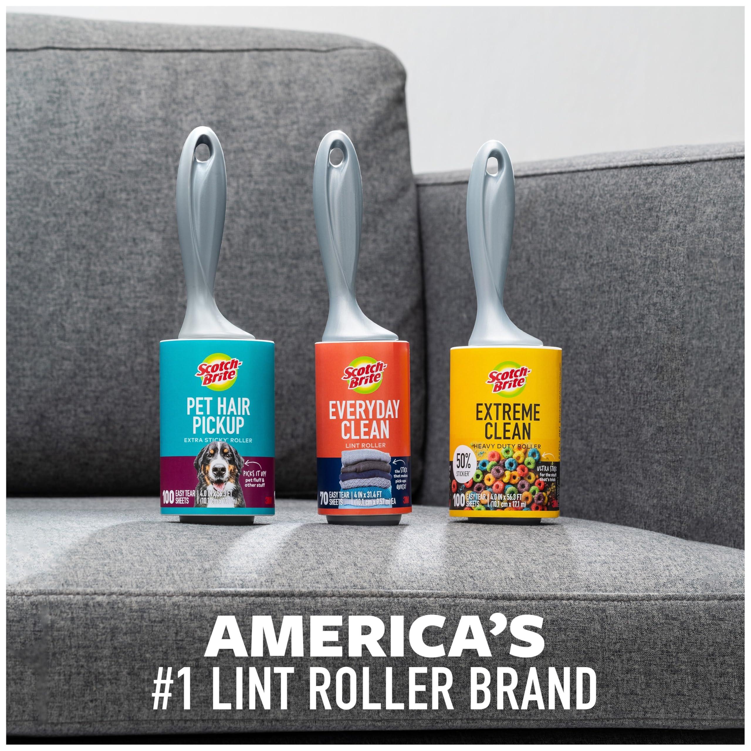 Scotch-Brite Scotch-Brite Extreme Clean Lint Roller, 6 Lint Rollers, 100 Sheets/Roller, 600 Sheets Total, Lint Roller for Pet Hair Extra Sticky, 50% Stickier*, Lint Remover for Clothes, Pet Hair Removal