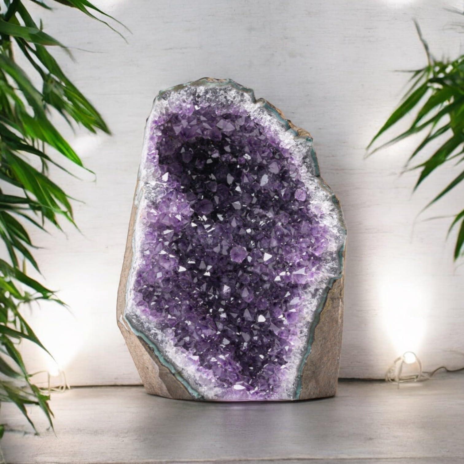 EMPORION EMPORION Large Natural Amethyst (8 lb to 10 lb) Crystal Clusters Stone from Uruguay Raw Geode Quartz - Deep Purple Color