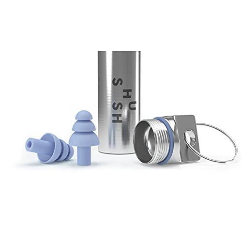 Shush Shush Acoustic Earplugs - for Music Festivals, Clubs and Concerts - Ceramic Filter for Superior Sound Quality (SNR 23 dB) - High Fidelity Hearing Protection - Reusable Over 365 x Sky Blue