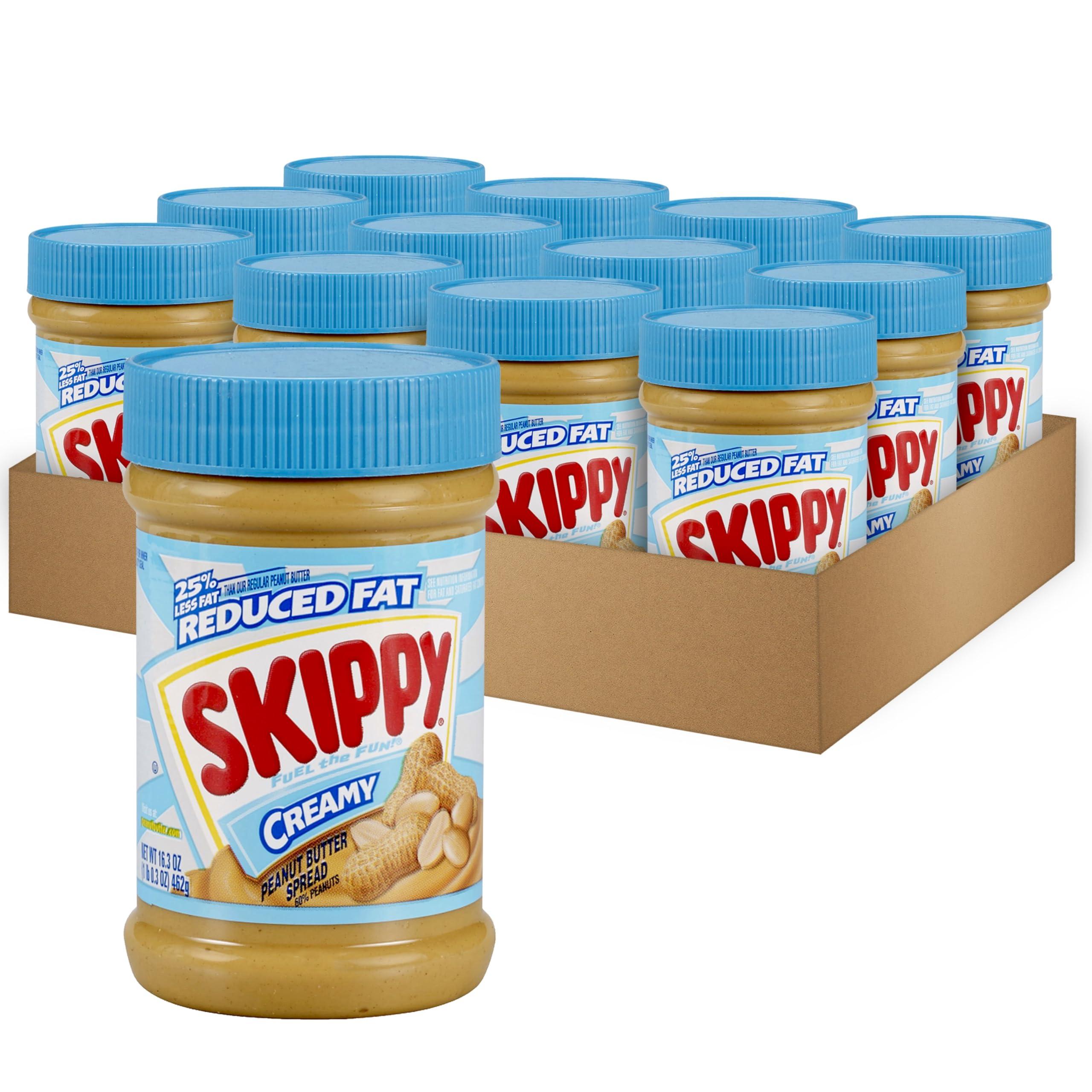SKIPPY SKIPPY Reduced Fat Creamy Peanut Butter Spread, 16.3 Ounce (Pack of 12)