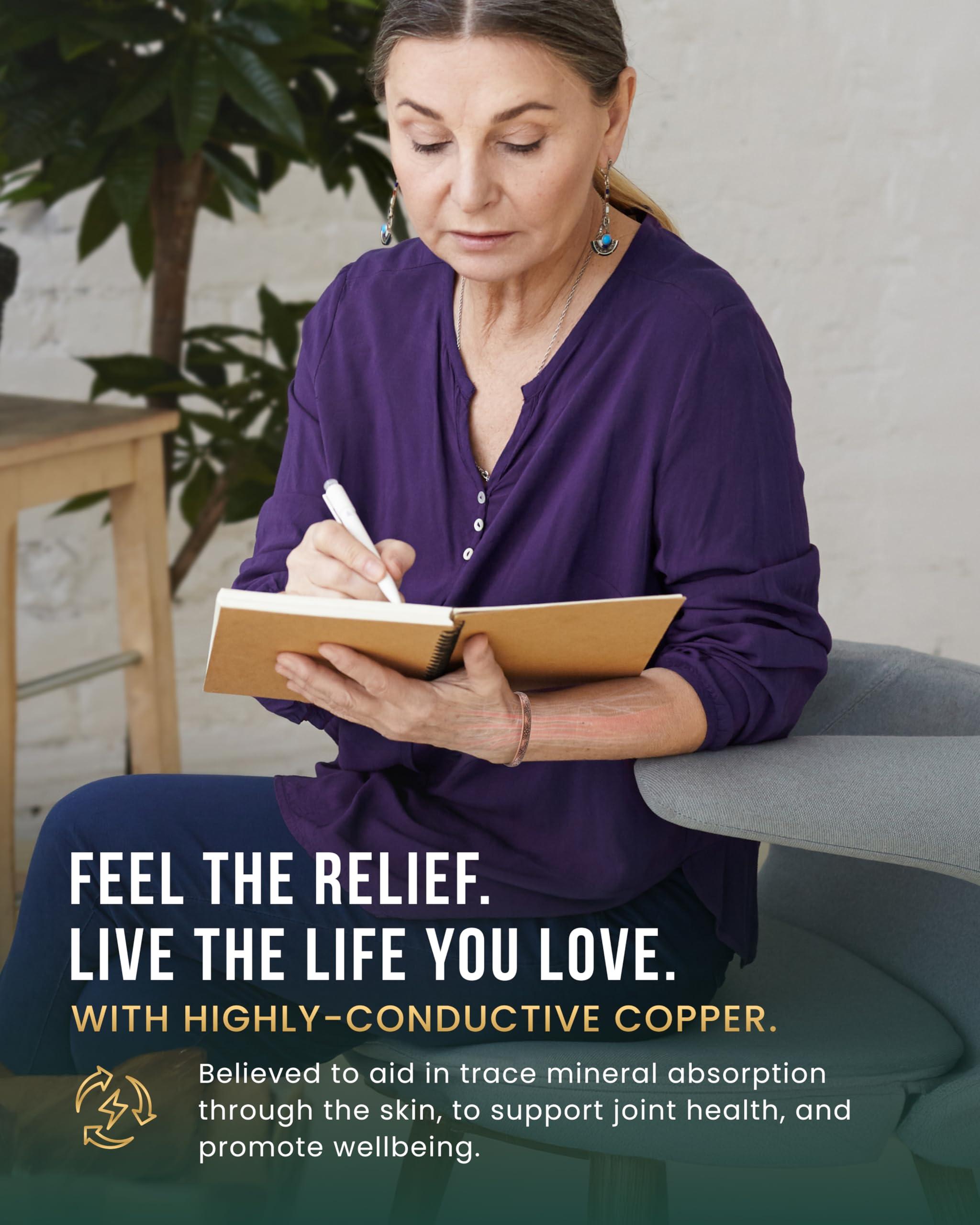 MagnetRX MagnetRX Women\'s Copper Bracelet Effective 99.9% Pure Copper Magnetic Bracelets for Women Adjustable Womens Copper Cuff Bracelet Bangle (Floral Style)