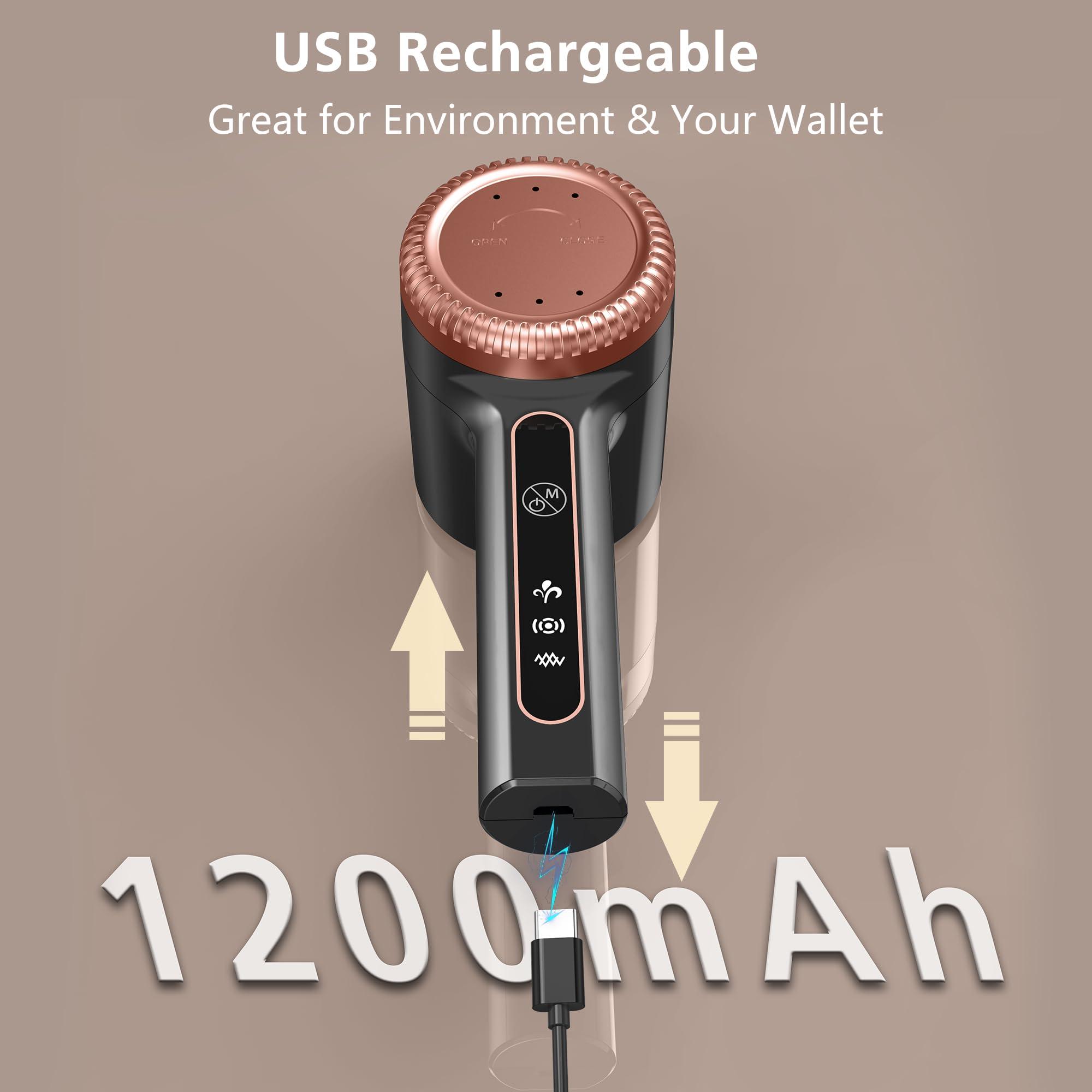 Gustermmy 1200mAh Electric Lint Remover Portable Rechargeable Fabric Shaver for Clothes Furniture Couch Sweater Defuzzer Pet Hair Remover,6-Leaf Blades,3-Speed,Large Dust Container,Fuzzs Bobbles Pilling Trimmer