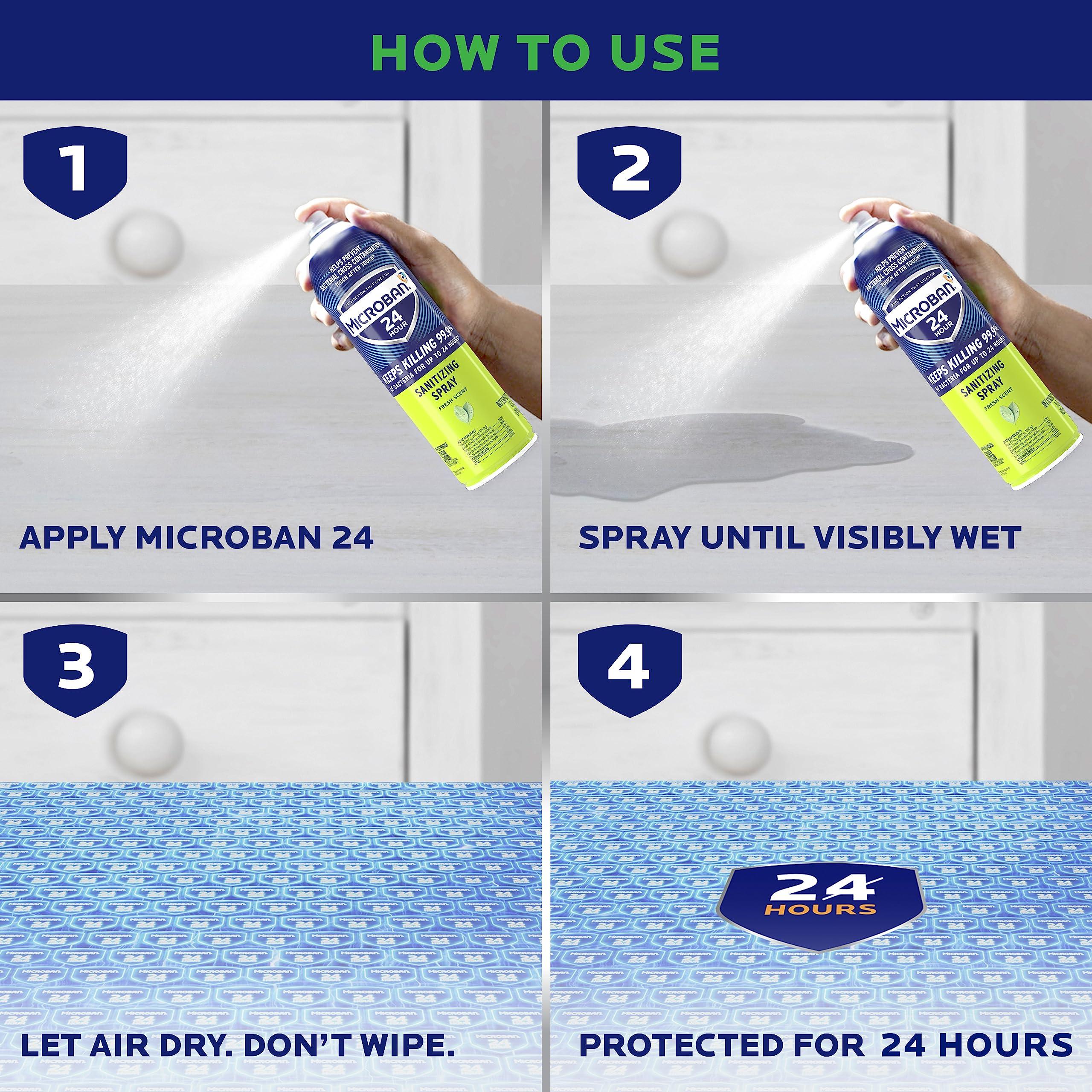 MICROBAN Microban 24 Hour Disinfectant Sanitizing Spray, Fresh Scent, 15oz