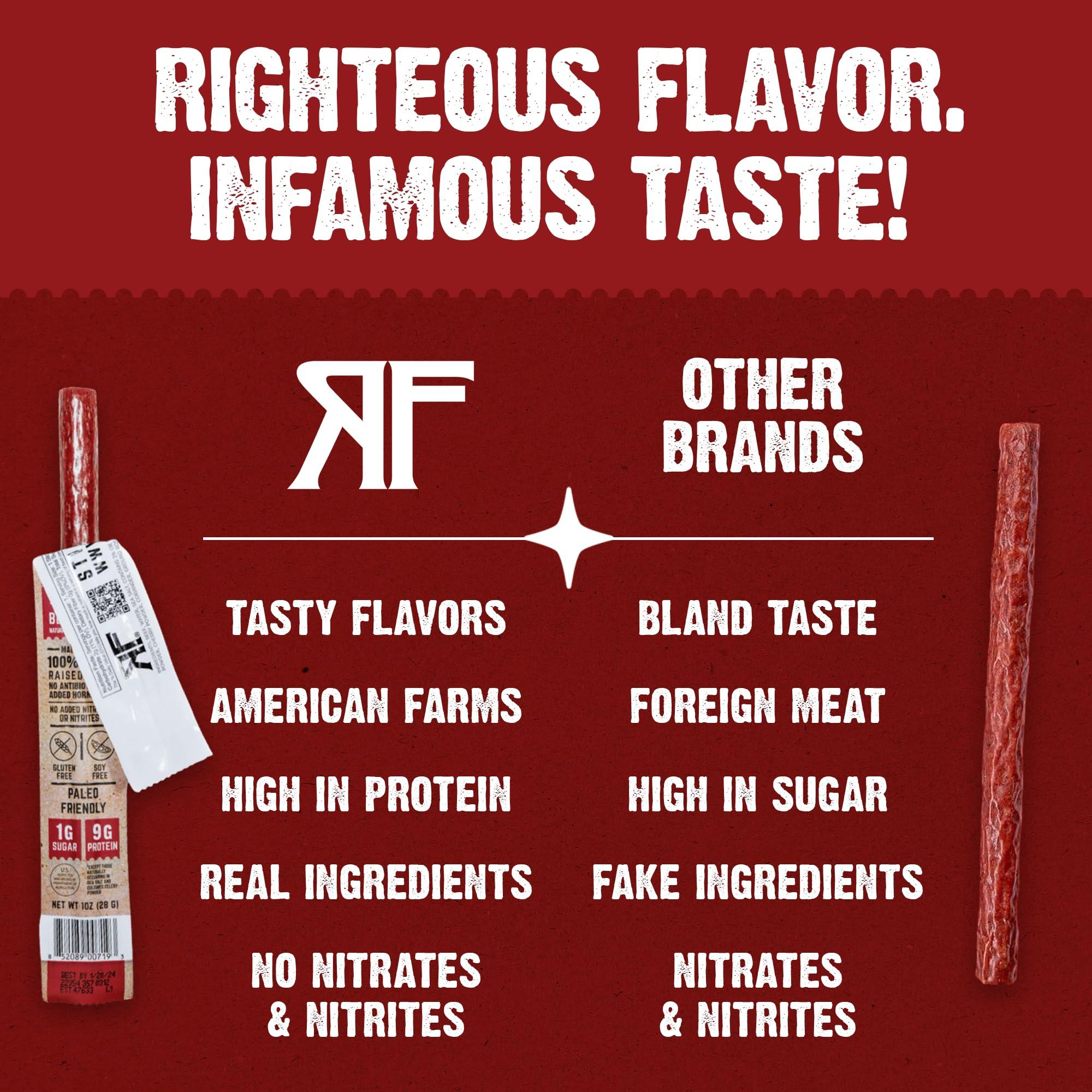 RIGHTEOUS FELON Righteous Felon Meat Sticks | 100% Beef Sticks | Gluten Free & Keto Meat Sticks | Low Sugar & High Protein Meat Sticks | Healthy Snack for Adults | Jerky Gifts for Men | OG Hickory, 10 Pack
