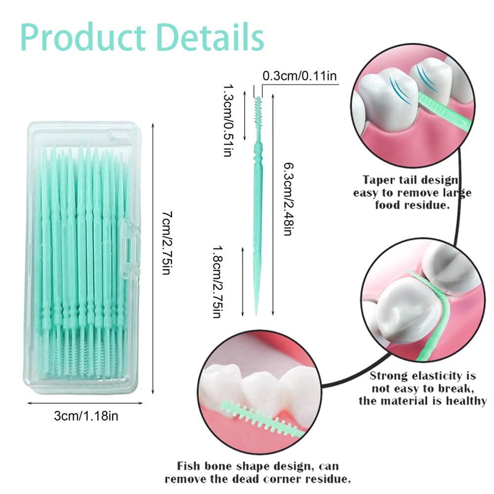 SHxxyljh Toothpicks,Tooth Picks Flossers with Bristles,Double-Side Dental Picks,Plastic Toothpicks Disposable,Portable Package(40 Count2Pack)