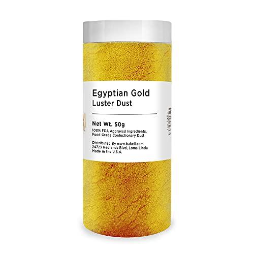 Bakell Egyptian Gold BAKELL Edible Luster Dust & Paint | LUSTER DUST | KOSHER Certified | Halal Certified Paint, Powder & Dust | 100% Edible & Food Grade| Cakes, Vegan Paint & Dust (50g, Egyptian Gold)
