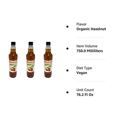 Joe's Syrup Joe’s Syrup Organic Flavored Syrup, Organic Hazelnut, 750 ml (3 Pack)
