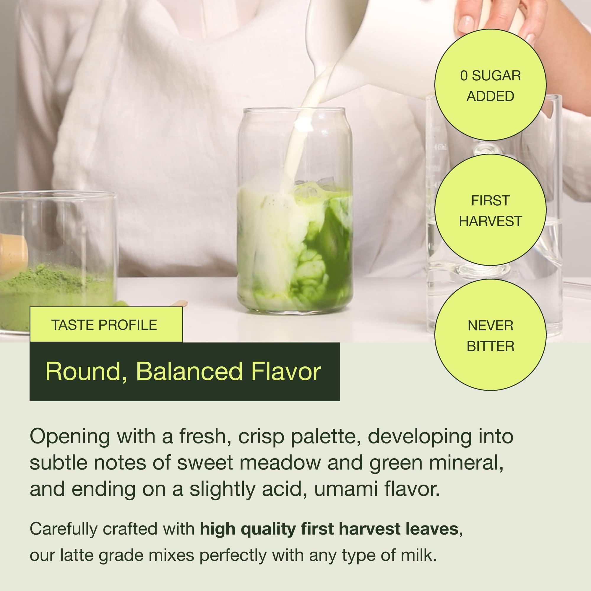 Encha Encha Latte Grade Matcha Powder - Unsweetened, First Harvest, Organic Matcha Green Tea Powder From Uji, Japan (60g/2.12 Ounce) Premium Powder for matcha latte, smoothie | Caffeine, L-Theanine