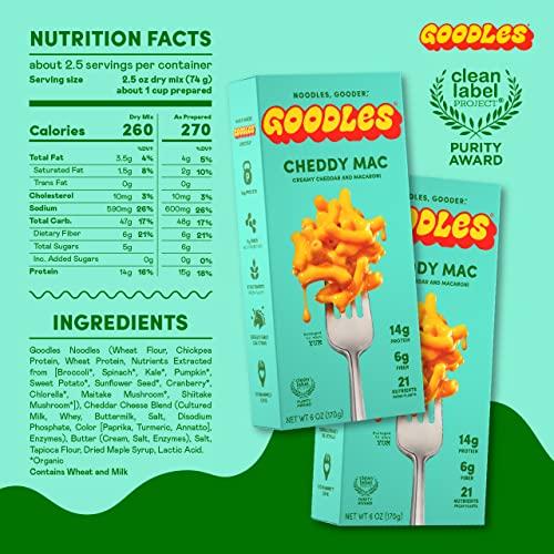 Goodles Goodles Cheddy Mac & Cheese 4 Pack, 6oz - 14g Protein, 6g Fiber with Prebiotics, 21 Plant-Based Nutrients and Made w/REAL Cheese! | Clean Label Certified