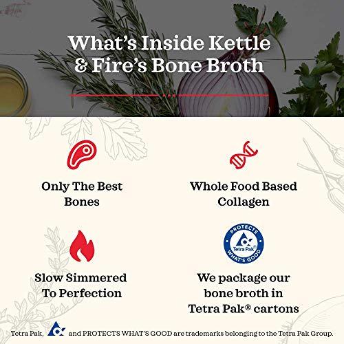 Kettle & Fire Kettle and Fire Beef Cooking Broth, Keto, Paleo, and Whole 30 Approved, Gluten Free, High in Protein and Collagen, 4 Pack (32 Ounces)