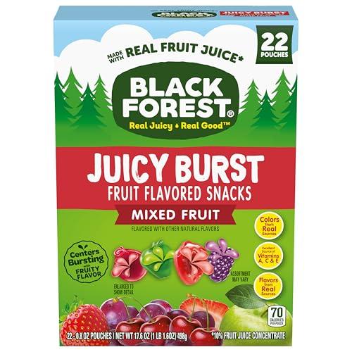 Black Forest Black Forest, Juicy Burst, Fruit Flavored Snacks, Mixed Fruit Flavors, A Juicy Burst of Natural Flavors, Made with Real Fruit Juice, 0.8 oz 22 ct