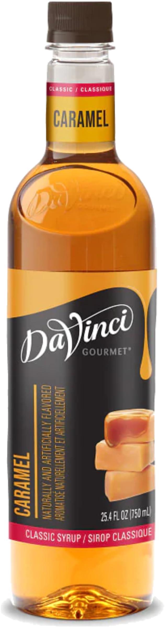By The Cup DaVinci Gourmet Classic Caramel Syrup, 750 ml (25.4 fl oz) Plastic Bottle (Pack of 2) with 2 By The Cup Pumps