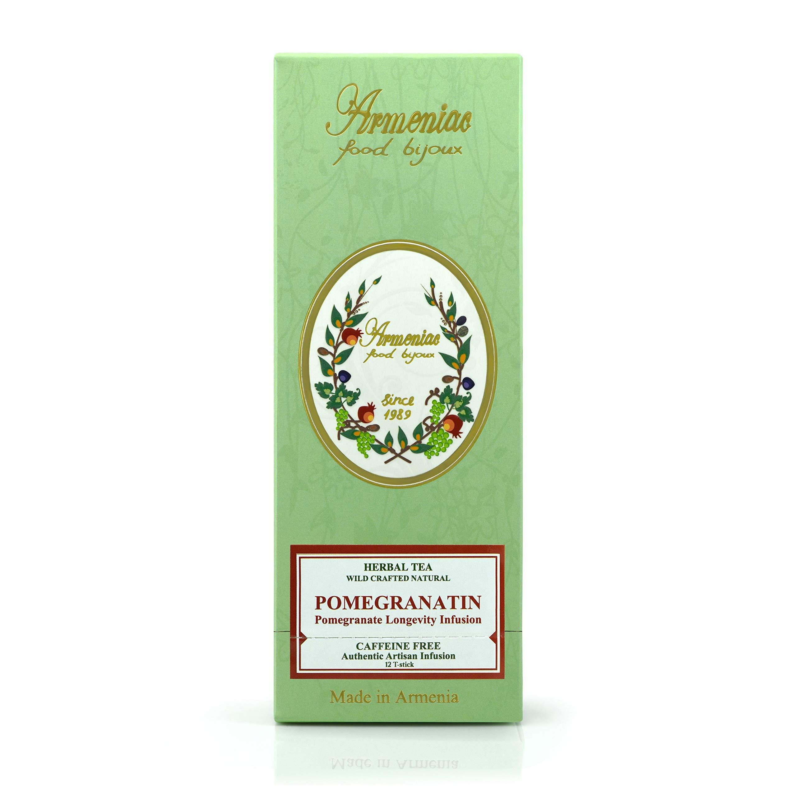 Armeniac Armeniac Pomegranatin 100% Natural Wild Crafted Loose Leaf Herbal Tea in a T-Stick | Premium Wellness Artisan 12 Single Serve Steeps T-Sticks