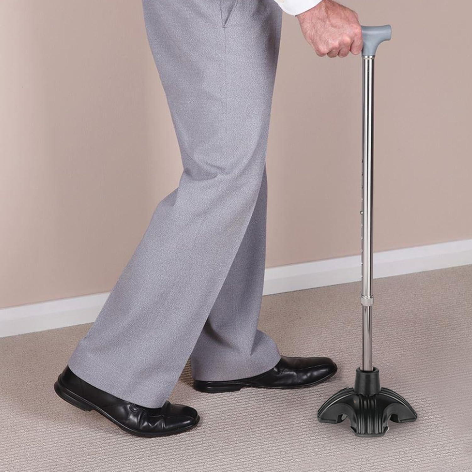 supregear supregear Cane Tip 5/8 inch Heavy Duty - Self Standing Non-Slip Rubber Quad Base for Walking Cane - Stable 4 Prong Replacement Foot for Folding Cane Walking Stick Offset Quad Pod or Tripod Canes