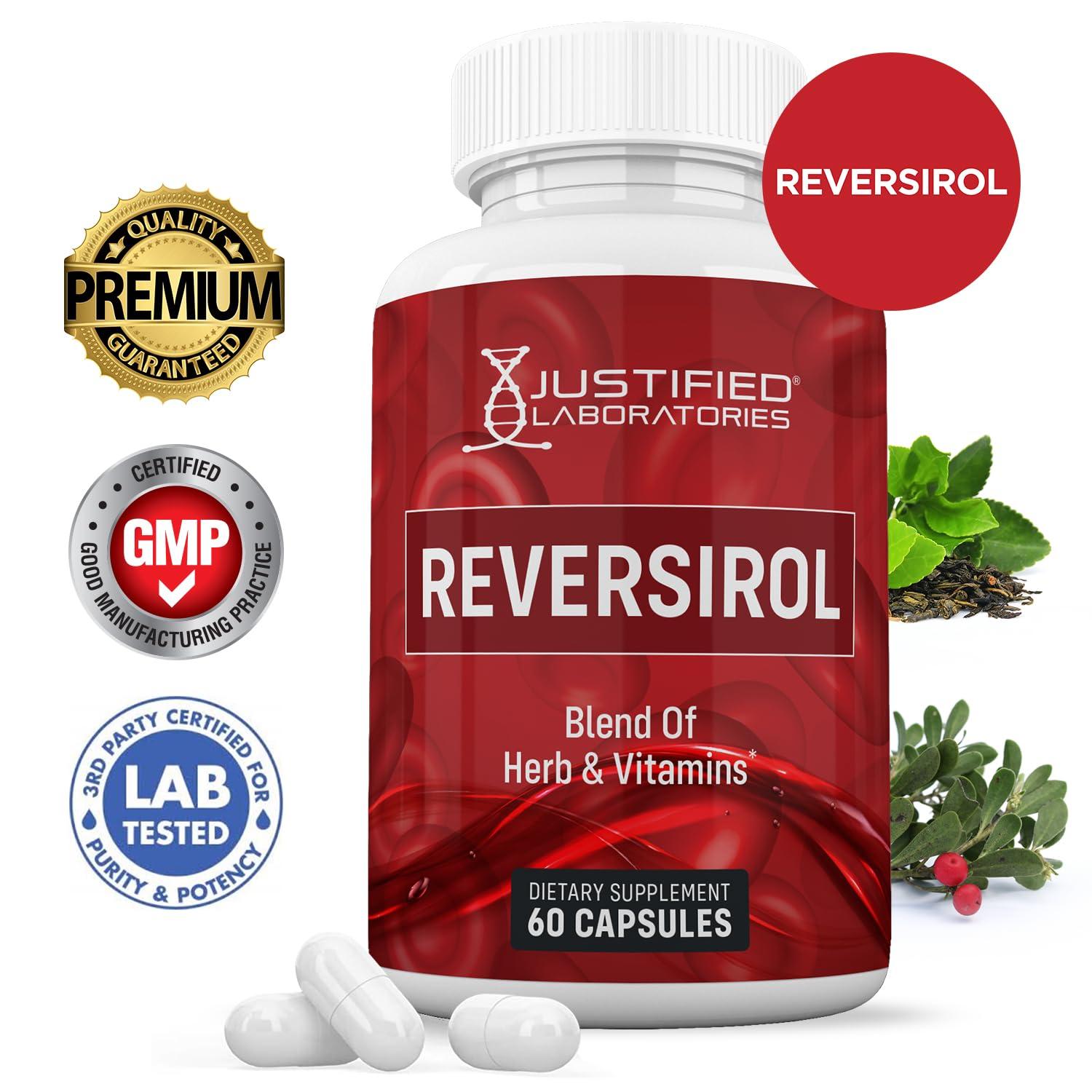 Justified Laboratories Reversirol Advanced Formula 620MG Formula Supplement Pills 60 Capsules