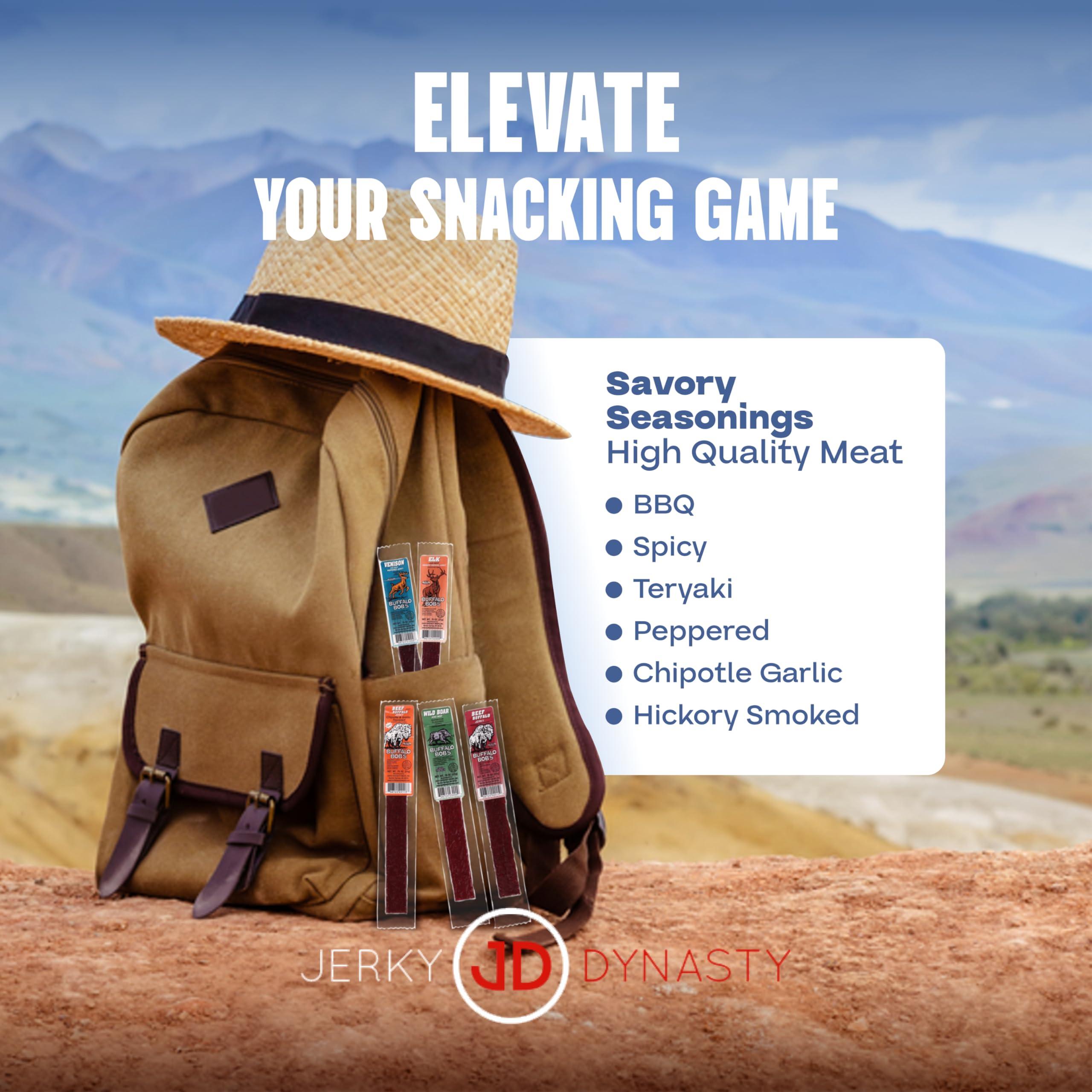 Jerky Dynasty Jerky Dynasty Big Game 15-Piece Jerky Variety Pack - Assorted Meat Snack Box with Beef Jerky, Buffalo, Elk, Wild Boar, & More - Unique Present for Men or for Snack