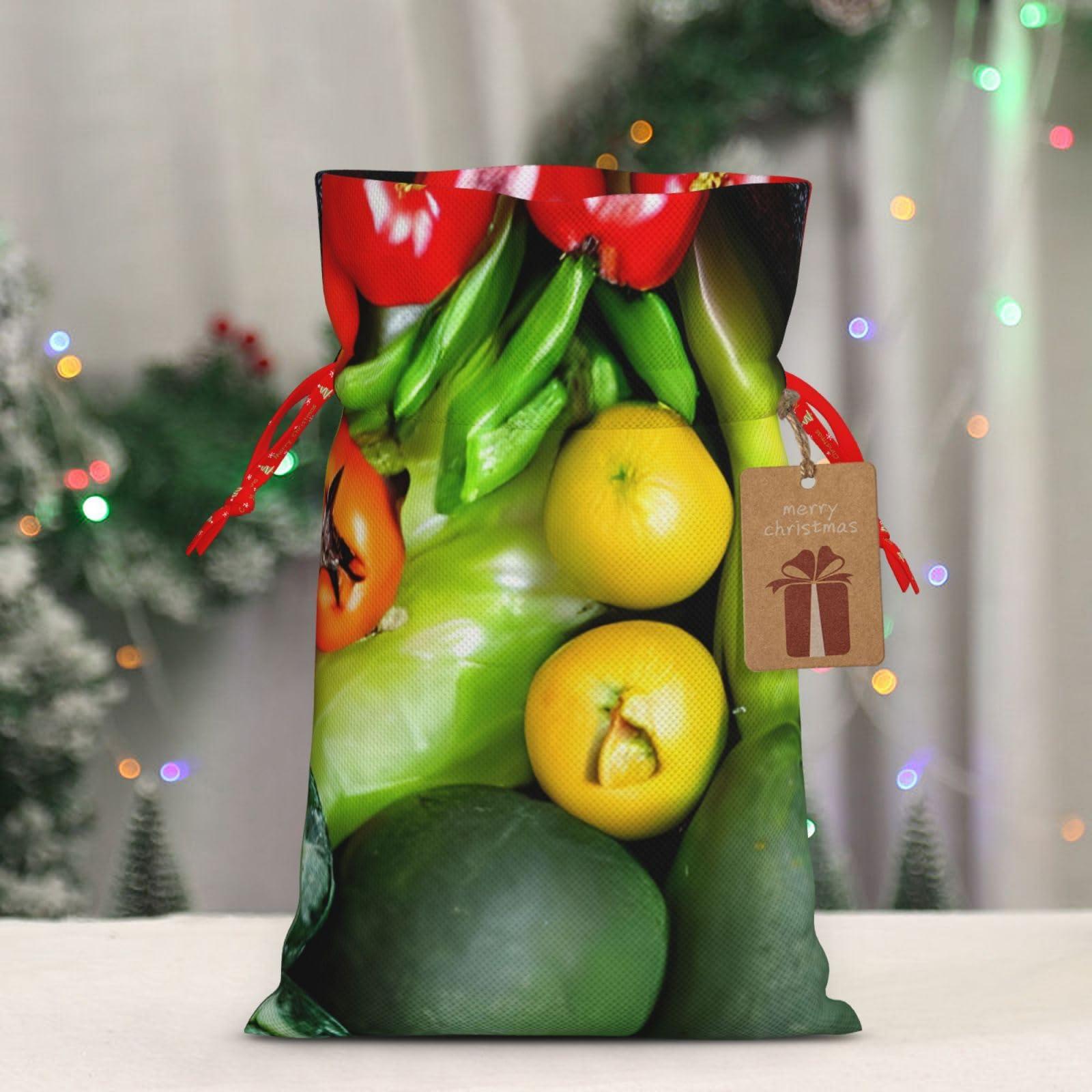 Fresqa Fresh Vegetables Fruits Reusable Christmas Gift Bags Cloth Gift Bags For Endearing Presentation-Memorable Moments