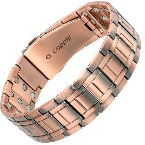 MagnetRX MagnetRX 3x Strength Copper Bracelet  99.9% Pure Copper Bracelets for Men with Magnets  Premium Foldover Clasp and Adjustable Length with Included Sizing Tool (Stealth)