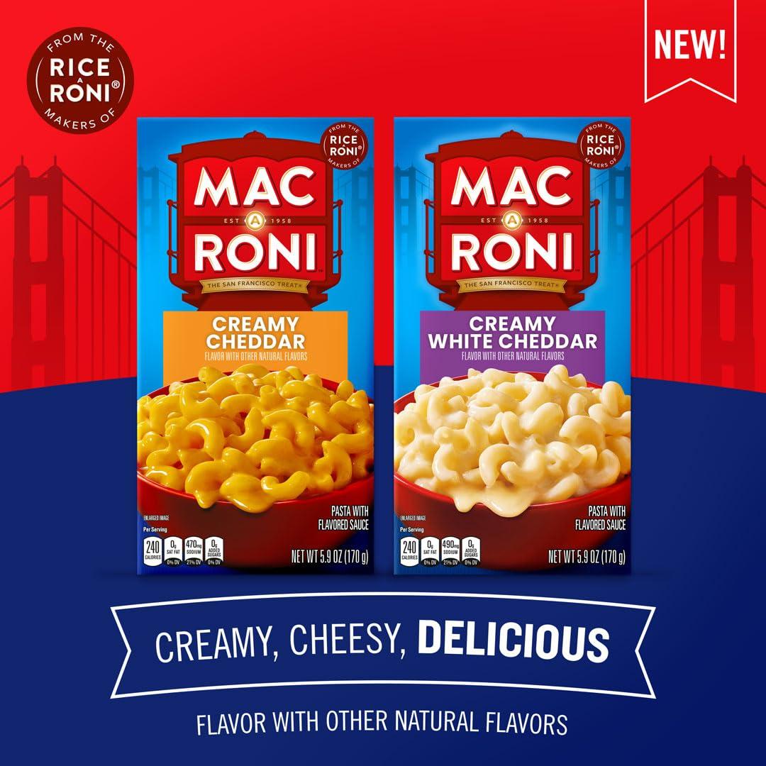Mac-A-Roni Mac-A-Roni Variety Pack, Creamy Cheddar + Creamy White Cheddar, 5.9 Oz (Pack of 8)