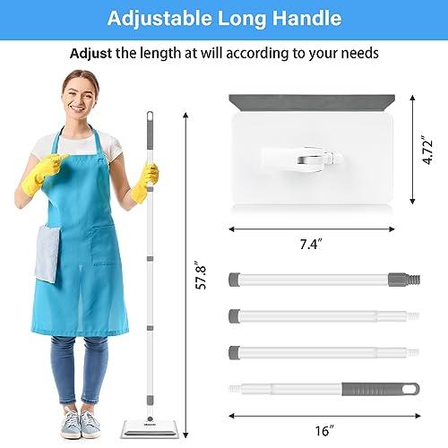DELUX Baseboard Cleaner Tool with Handle, Baseboard Cleaner with Extendable Long Handle, 4 Reusable Cleaning Pads Wall Cleaner for Baseboards Cleaning, Ceiling, Wall, Floor, Shower Bathroom Kitchen
