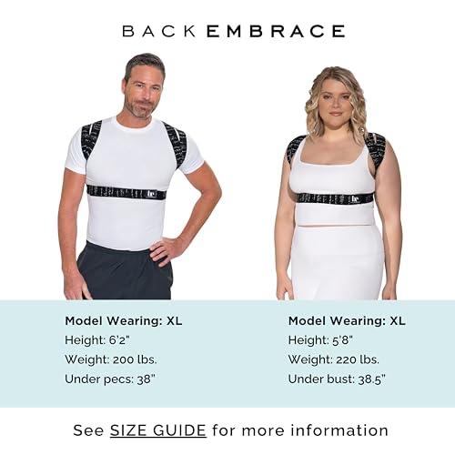 BackEmbrace BackEmbrace Posture Corrector for Women and Men - Made in USA - Slim and Adjustable Shoulder Brace - Back Brace for Back Pain Relief - Black Drizzle Large