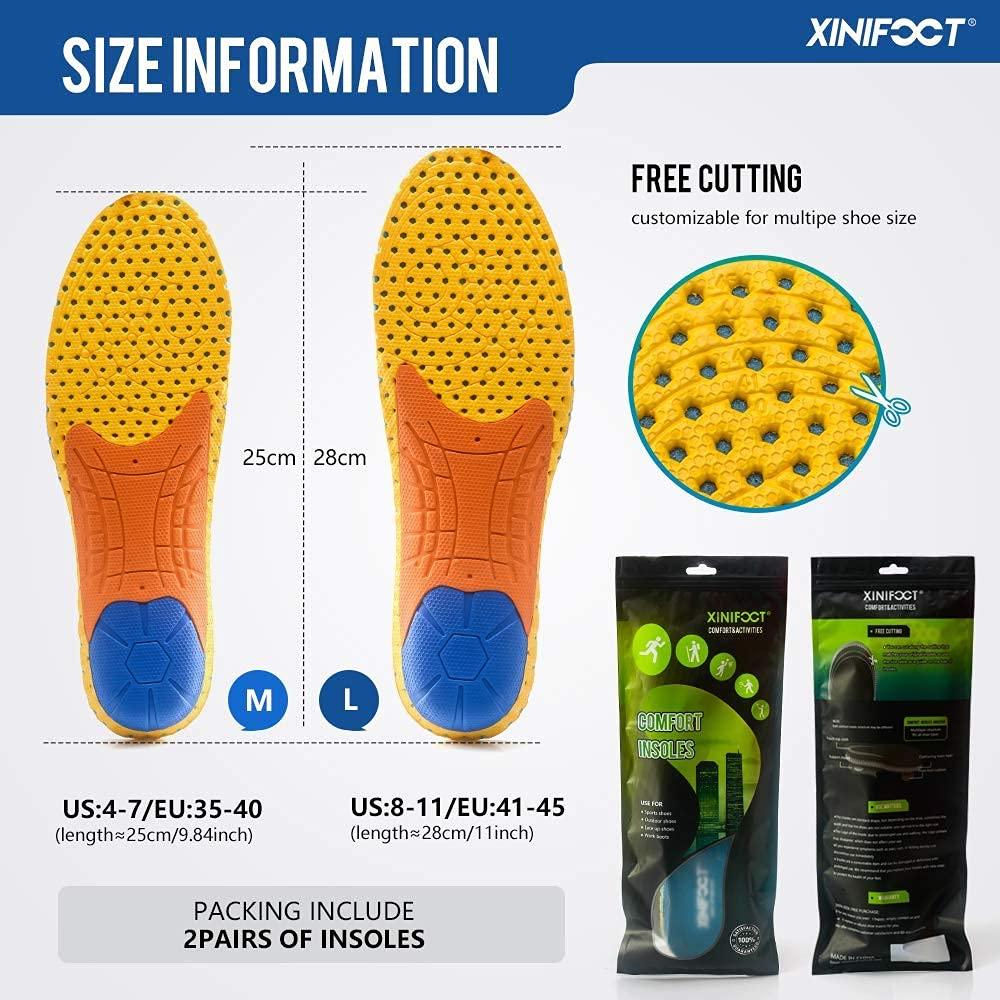XINIFOOT XINIFOOT 2 Pairs Professional Plantar Fasciitis Shoe Insoles Running Insoles High Elastic Cushioning Inserts for Foot Relief, Shock Absorption Breathable Sports Feet Insoles for Women