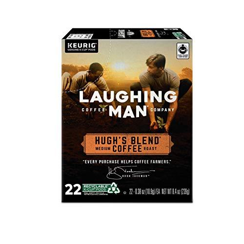 LAUGHING MAN Laughing Man Hughs Blend Keurig Recyclable K-Cup Coffee Pods, Single-Serve Fair Trade Medium Roast Arabica Coffee for use with Keurig Coffee Makers, 88 Count (4 Packs of 22)