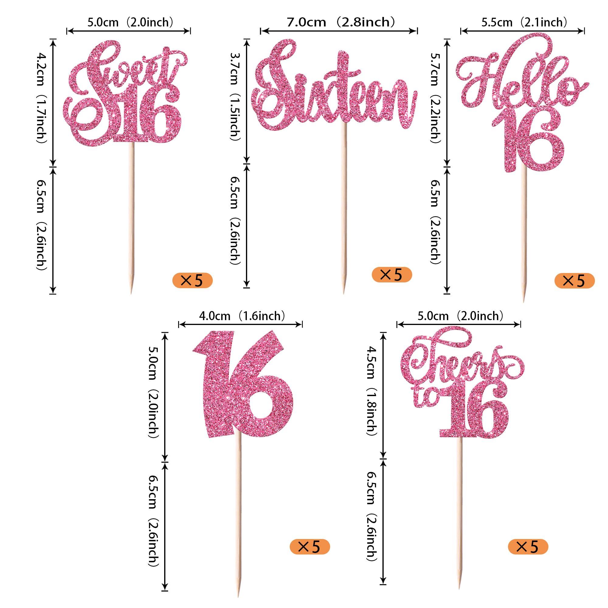 Rsstarxi Rsstarxi 30 Pack Sweet 16 Cupcake Toppers 16th Birthday Cupcake Decorations Hello Cheers to 16 Years Sixteen Birthday Cupcake Picks for Wedding Anniversary 16 Birthday Party Cake Decorfations Pink