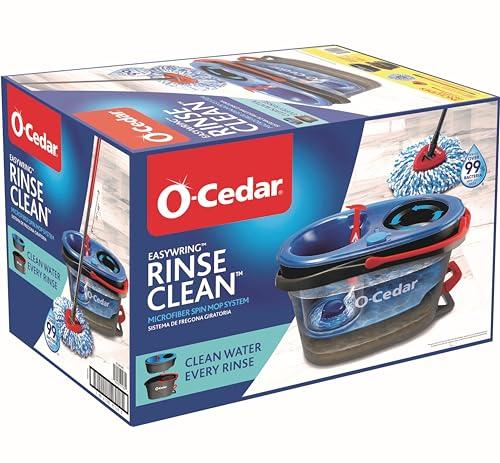 O-Cedar O-Cedar RinseClean Spin Mop & Bucket System + 1 Extra Mop Head | Clean with Clean Water | Removes 99% of Bacteria