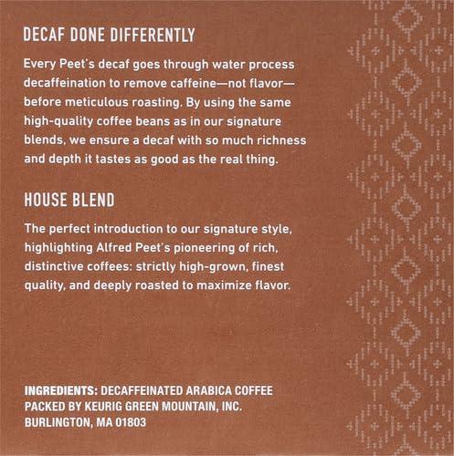 Peet's Coffee Peet's Coffee, Dark Roast Decaffeinated Coffee K-Cup Pods for Keurig Brewers - Decaf House Blend 10 Count (1 Box of 10 K-Cup Pods) Packaging May Vary
