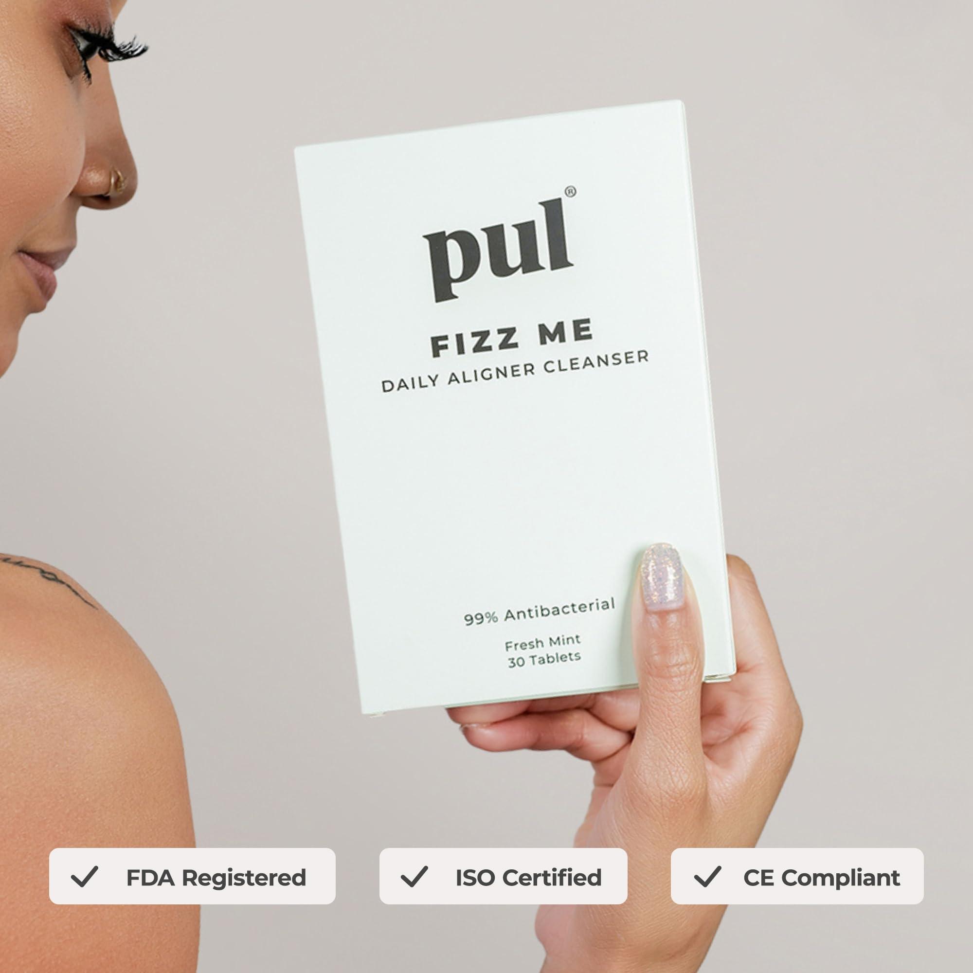 The Pultool Daily Aligner Cleanser Tablets by PUL - Remove Odors Discoloration Stains & Plaque - Specially Formulated to Clean & Brighten Aligners, Retainers, Dentures, Nightguards & Dental Appliances - 30 Pack