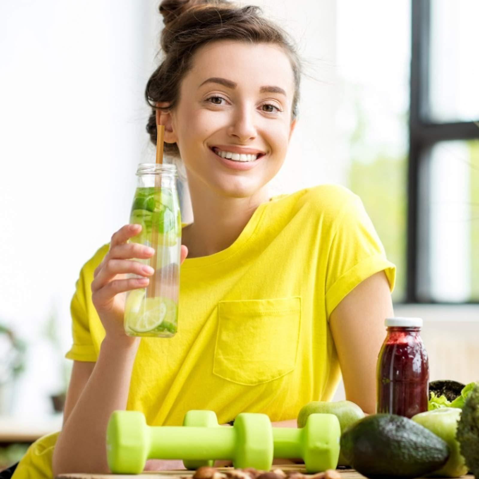 SHAUMN 600pcs Sugarcane Straws 8 Inch Compostable Straws Biodegradable Drinking Straws Plasticless Sturdy Smoothie Straws Not Foggy Compatible with All Lid Types