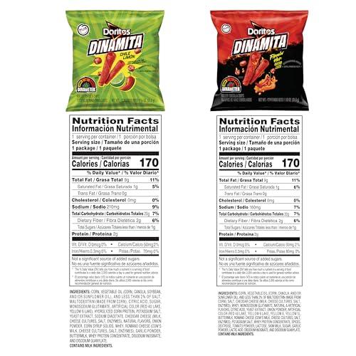 Doritos Doritos Dinamita Spicy Rolled Tortilla Chips, Chile Limon and Flamin\' Hot Queso Flavored Variety Pack, (Pack of 40)