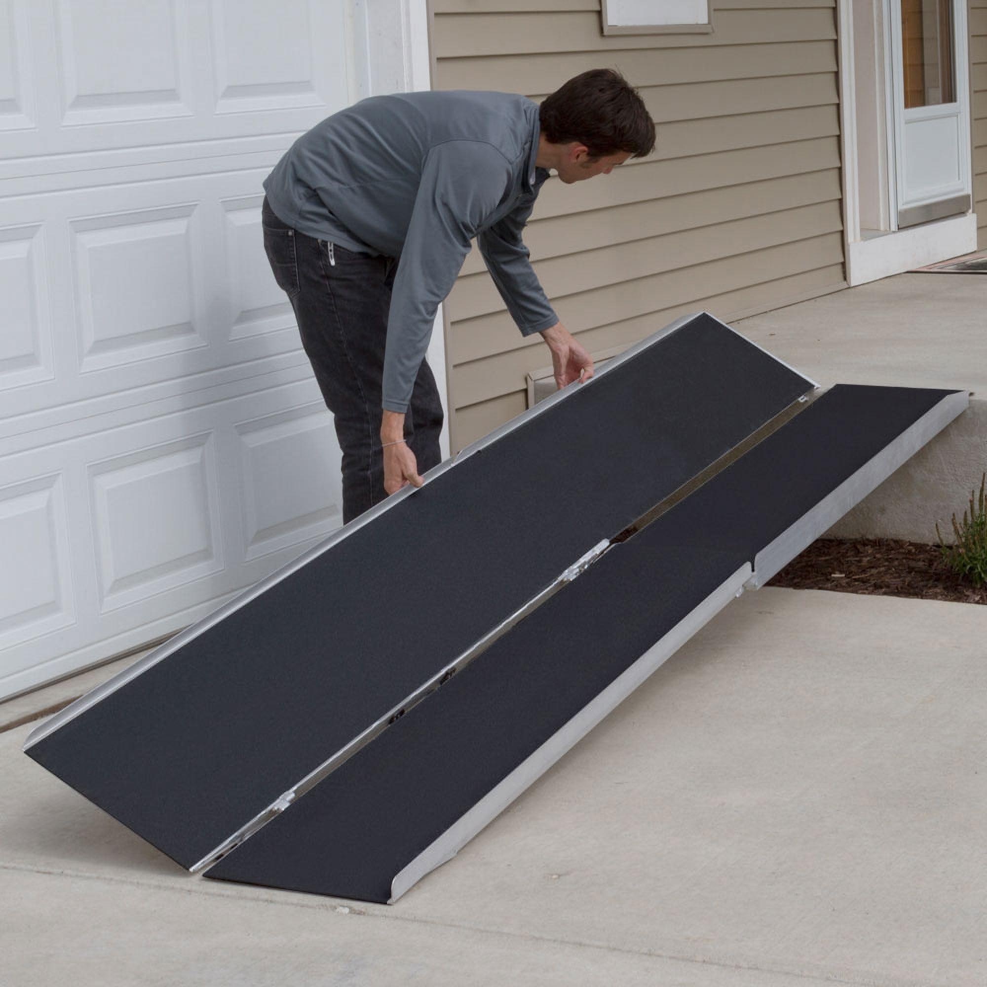 Rage Powersports Silver Spring 12' L Aluminum Multi-Fold Wheelchair Ramp with Grit Coat Surface -600 lb. Weight Capacity