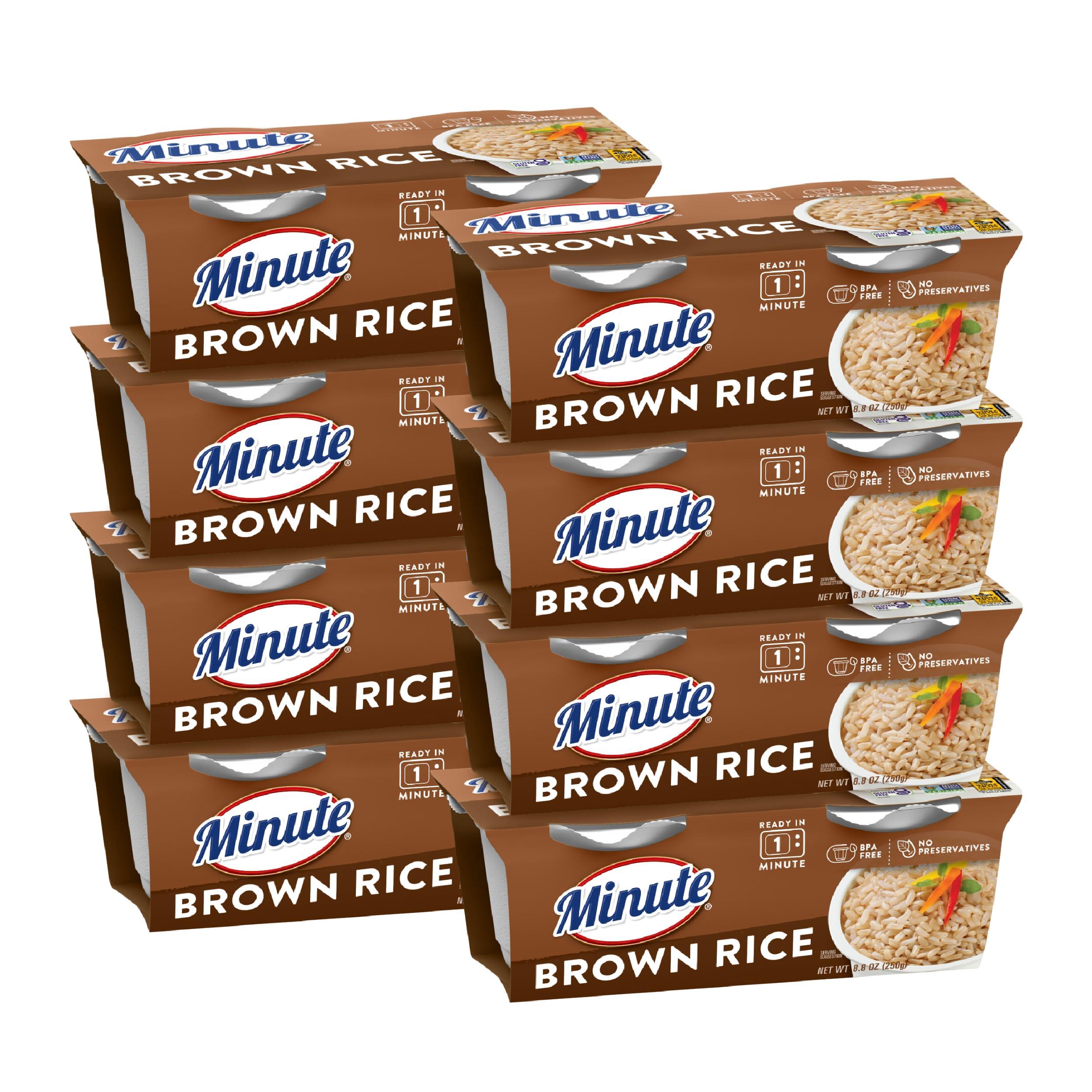 Minute Minute Ready-to-Serve Brown Rice, Microwavable Rice Cups, 4.4-Ounce Cups, 2 Count, (Pack of 8)